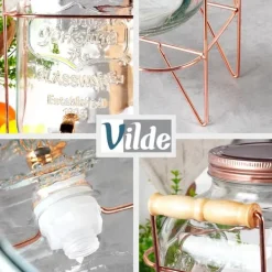 Stor glasdispenser med hane og stativ, 5,5 l New