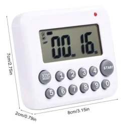 Stor LCD Køkkenur, 99 Minutters Nedtælling, Batteridrevet, Grå