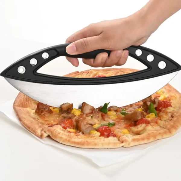 Pizzaskærere>Stor Loop Pizza Cutter - Jern & Silikone Pizza Slicer