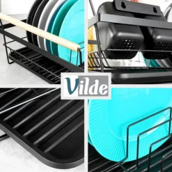 Store stående opvasketallerkener bestik sort metal 45 cm New