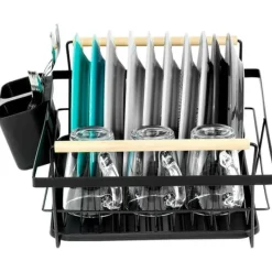 Store stående opvasketallerkener bestik sort metal 45 cm New