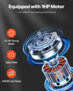 Støvopsamler / spånsuger - Vortex-kegle cyklon - 1100 CFM (1870 m³/t) - 2,5 Mikron - 1,5 HK - 2800 O/min - 132,5 L Opsamlingspose - 159 L Filterpose | CDON