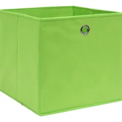 Opbevaringsæsker Til Hjemmet>4-stycks förvaringslådor i non-woven tyg - Hopfällbara lådor | Färg: Grön | Storlek: 28x28x28 cm