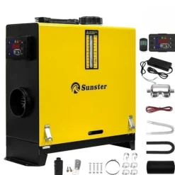 Radiatorer>SUNSTER Dieselvarmer Luftvarmer 8KW 12V / 24V / 220V med LCD, Støjsvag Dieselvarmer til Bil, RV, Garage, Camping, Fiskeri, Telt