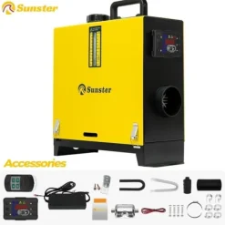 Radiatorer>SUNSTER Dieselvarmer Luftvarmer 8KW 12V / 24V / 220V med LCD, Støjsvag Dieselvarmer til Bil, RV, Garage, Camping, Fiskeri, Telt