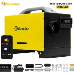 Sunster 8KW Dieselvarmer GSM 4G Bluetooth 12/24V & 230V Turbo Ventilation Auto Start/Stop Webasto Hot