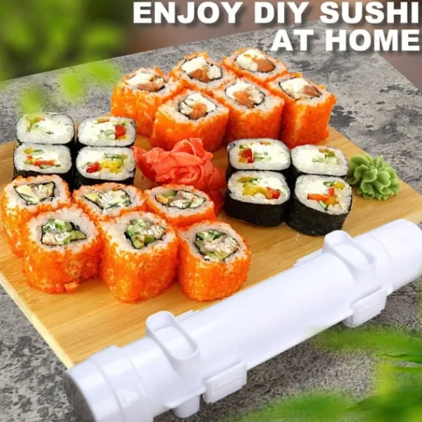 Sushimåtter>Sushi Making Set, Sushi Making Roll, DIY Sushi Making, Sushi Tools for begyndere til at lave sushi hurtigt (hvid)