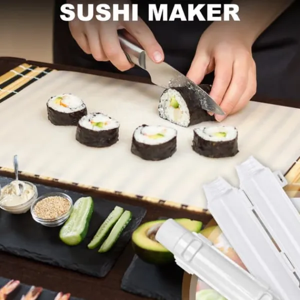 Sushimåtter>Sushi Making Set, Sushi Making Roll, DIY Sushi Making, Sushi Tools for begyndere til at lave sushi hurtigt (hvid)