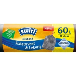 Swirl affaldssække med snøre 60L 10 stk Grå