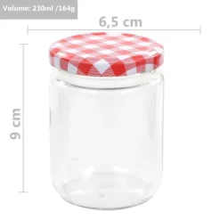 Syltetøjsglas 48 stk. Med hvide og røde låg 230 ml - Opbevaringsglas - Opbevaringskrukke - Home & Living Best
