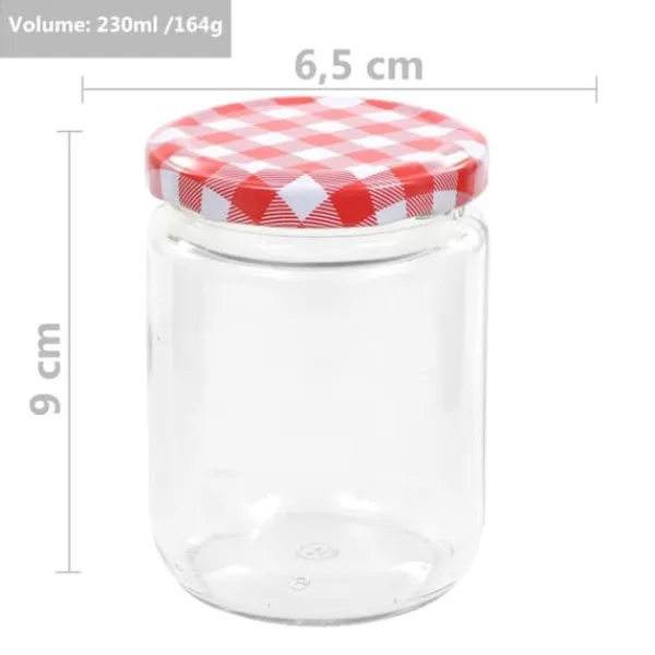 Syltetøjsglas 48 stk. Med hvide og røde låg 230 ml - Opbevaringsglas - Opbevaringskrukke - Home & Living Best