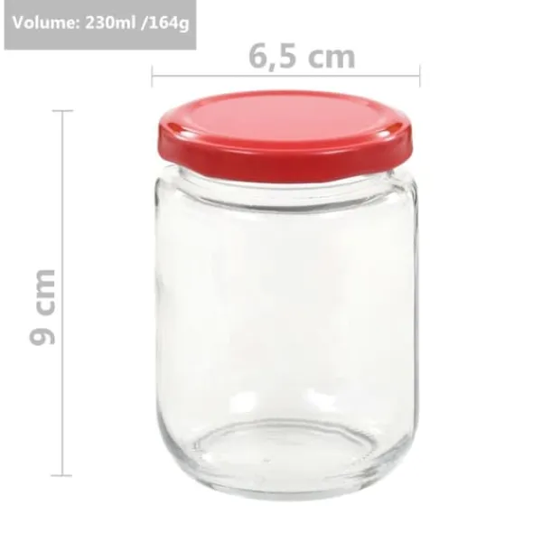 Syltetøjsglas 96 stk. Med røde låg 230 ml - Opbevaringsglas - Opbevaringskrukke - Home & Living Sale