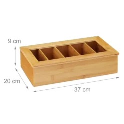 Teaboks, Bambus, 9x37x20 cm, Natur Best