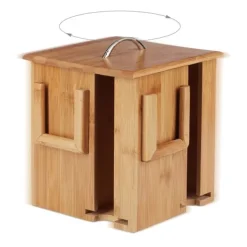 Teaboks, Drejelig bambus, 20,5x18x18 cm, Brun Hot