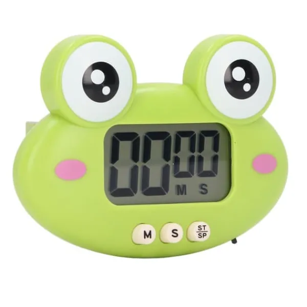 Tegneserie Digital Timer ABS Bærbar Letvægts Nem At Bruge Sød Tegneserie Timer Til Køkkenmadlavning Grøn Frø Clearance