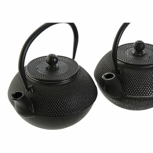 Tekande DKD Home Decor Sort Sølv Jern (18.5 x 16 x 17 cm) (2 pcs) (1200 ml) Clearance