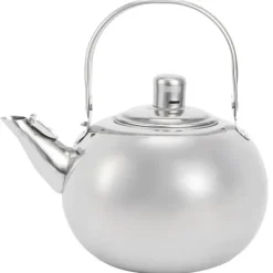 Kaffe- & Tekander>Tekande i rustfrit stål med filter - 304 rustfrit stål, flad bund, kompatibel med induktionskoger, 14 cm diameter, 1 l kapacitet (sølv)