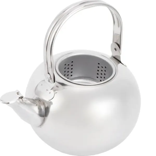 Kaffe- & Tekander>Tekande i rustfrit stål med filter - 304 rustfrit stål, flad bund, kompatibel med induktionskoger, 14 cm diameter, 1 l kapacitet (sølv)