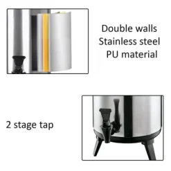 Termisk Drikkebeholder med hane, Isoleret Termobeholder - 10L, Drikkevareautomat, Drikkevarebeholder, Catering Termodispenser, Termokande med hane