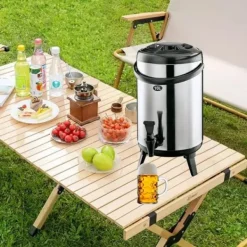 Termisk Drikkebeholder med hane, Isoleret Termobeholder - 10L, Drikkevareautomat, Drikkevarebeholder, Catering Termodispenser, Termokande med hane