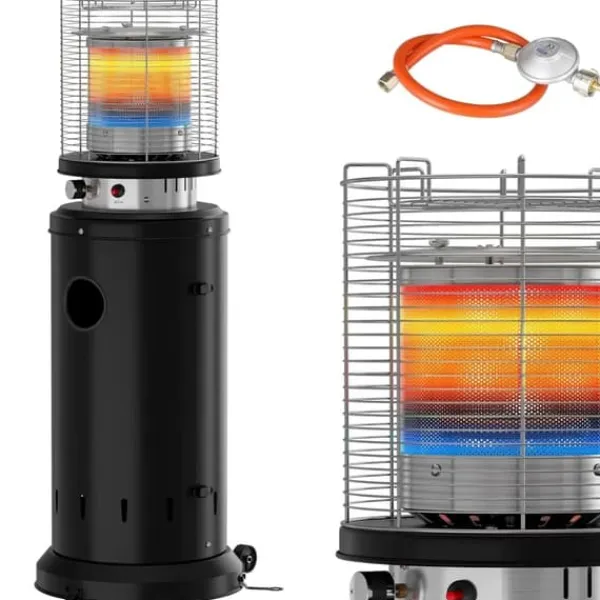 Terrassevarmere>Terrassevarmer, 6,5 kW gasbrænder, sikkerhedsfunktioner,sort