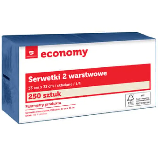 Papirservietter>TG Economy Serviet 33x33 cm, 2 lag, marineblå, 250 stk.