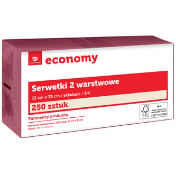 TG Economy Serviet 33x33 cm, 2-lags bordeaux 250 stk. Hot