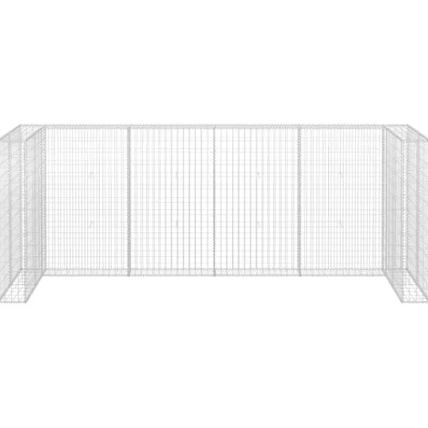 Tilbehør Til Affaldshåndtering>The Living Store gabionvæg til affaldsspand 320x100x120 cm galvaniseret stål - Affaldsspandsskjulere