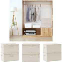 Opbevaringsæsker Til Hjemmet>The Living Store opbevaringskasser 2 stk. 50x30x25 cm stof cremefarvet - Opbevaringskasser