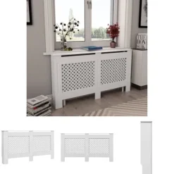 The Living Store radiatorskjuler MDF 152x19x81,5 cm hvid - Radiatorer – tilbehør Discount