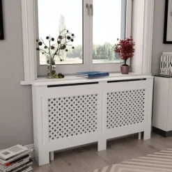 The Living Store radiatorskjuler MDF 152x19x81,5 cm hvid - Radiatorer – tilbehør Discount