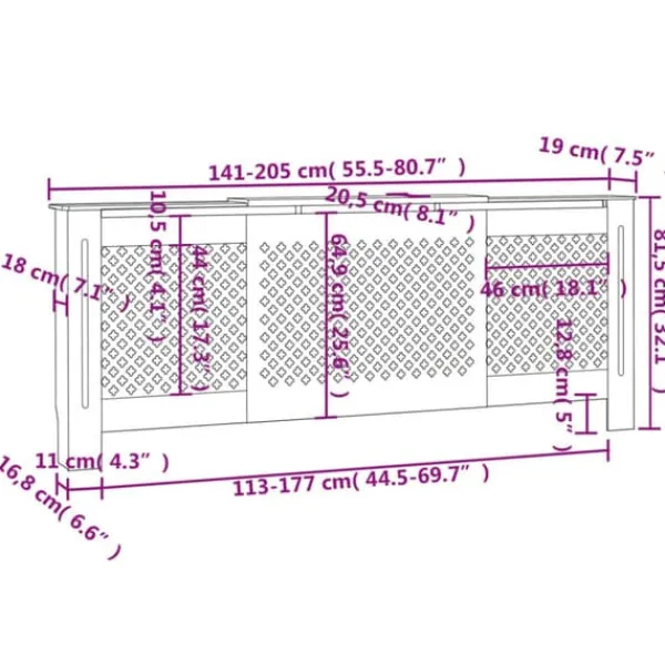 The Living Store radiatorskjuler 205 cm MDF hvid - Radiatorer – tilbehør Sale