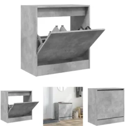 Tøj- & Garderobeopbevaring>The Living Store skoreol 60x34x63,5 cm konstrueret træ betongrå - Skoopbevaring