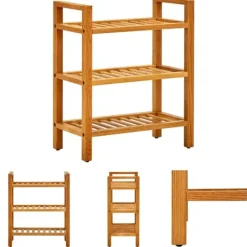 The Living Store skostativ med 3 hylder 50x27x60 cm massivt egetræ - Skoopbevaring Outlet