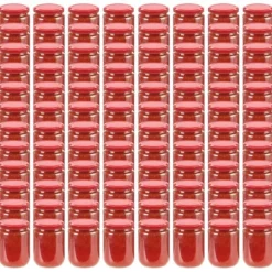 The Living Store syltetøjsglas 96 stk. med røde låg 230 ml - Honningkrukker Sale