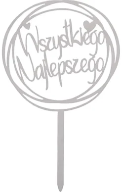 TILLYKKE FØDSELSDAGS Kagetopper Akryl Sølv Cirkel Best