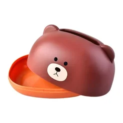 Tissue Box Cover PP Cute Cartoon Animal Desktop Tissue Dispenser Servietholder Case til Badeværelse Stue Soveværelse Køkken Brun Sale