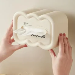 Tissue Box Cover Sky Form Multifunktionel Plast Dekorativ Tissue Box Holder til stue Spisebord Hvid bund Discount