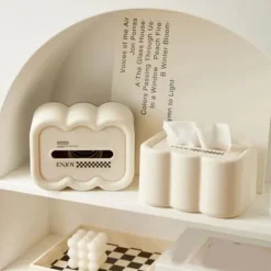 Tissue Box Cover Sky Form Multifunktionel Plast Dekorativ Tissue Box Holder til stue Spisebord Hvid bund Discount