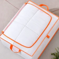 Tøjopbevaringspose Stor kapacitet Gennemsigtig Vandtæt lynlås Rektangelopbevaringsbeholder til tæpper Dyner XL 60x50x30cm Hot