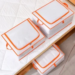 Tøjopbevaringspose Stor kapacitet Gennemsigtig Vandtæt lynlås Rektangelopbevaringsbeholder til tæpper Dyner XL 60x50x30cm Hot