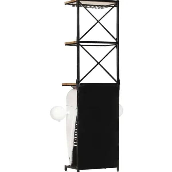 Traktordesign vinskab i ru mangotræ - 2 hylder, 9 flaskeholdere | Størrelse: 49x31x172 cm New