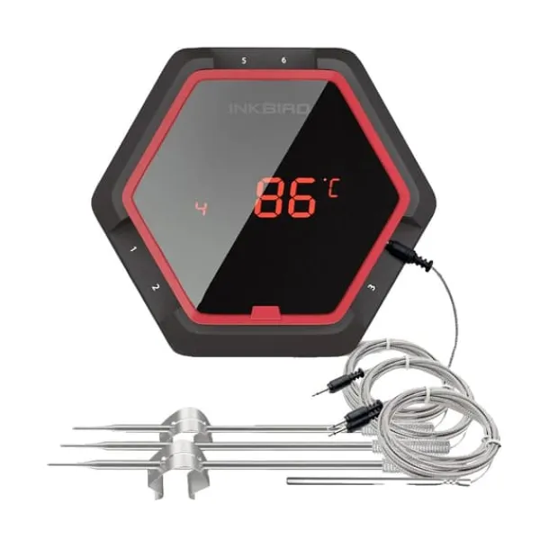 Trådløs BBQ-termometer, Bluetooth-kompatibel, op til 6 prober,6XS Rød 4 sensor Hot