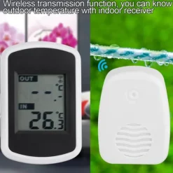 trådløs termometer sender + modtager indendørs og udendørs temperaturmåler til hjemmekontor Sale