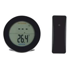 Trådløst Termometer LCD-display Indendørs Udendørs Sensor Temperatursensor Indendørs Udendørs Sort Discount