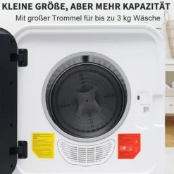 Tørretumbler rustfrit stål 3–4,5 kg, 830W, multifiltrering, 5 programmer, overophedningsbeskyttelse, vægmonterbar [Energiklasse C] Hot