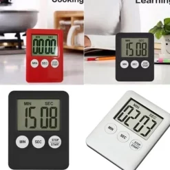 Æggeure>Tynd Køkken Timer Timer Storskærm Digital Magnetisk Nedtælling - Lyserød