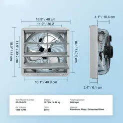 Udsugningsventilator 406 mm Vægmonteret, 1506 CFM, AC, Effektiv Luftstrøm, Robust Design Sale