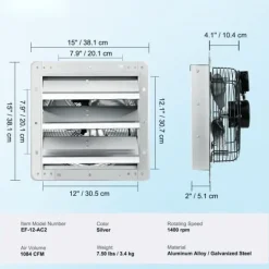 Udsugningsventilator Shop, 305 mm vægmonteret, 1084 CFM AC, kraftfuld luftcirkulation, energieffektiv design Clearance