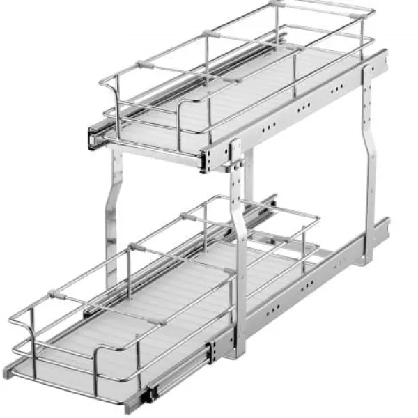 Opbevaringssystem Til Køkkenskuffer>Udtrækkelig skabsorganisator, 21x53,3x38,1 cm, stål, opbevaring